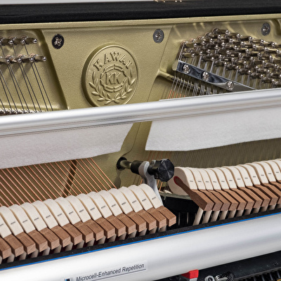 KAWAI K-300 AR2 WH/P AURES / 122 cm Hibrit Parlak Beyaz Duvar Piyanosu
